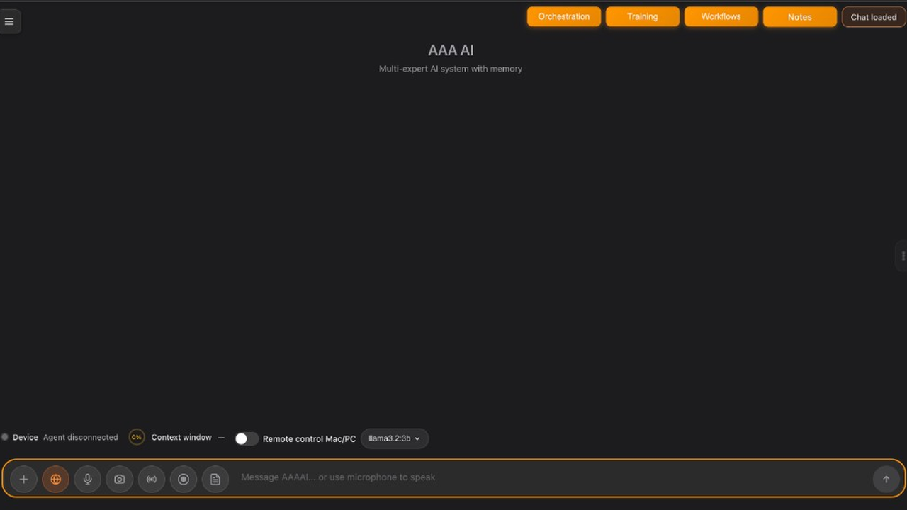 Zanqira web chat — multi-expert input bar with web search, voice, and camera controls